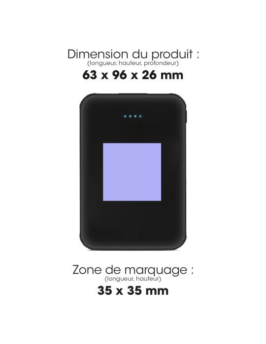 Batterie externe Gomu 10 000 mAh personnalisable – noire