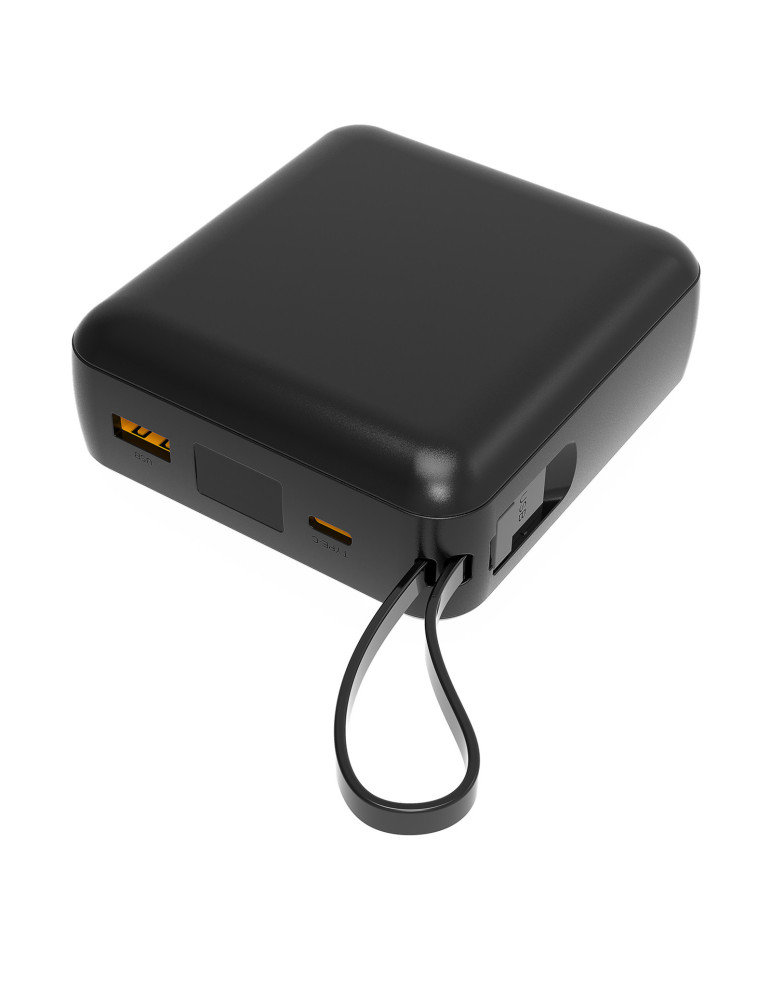 Batterie Heiho noire 10 000 mAh avec câbles intégrés