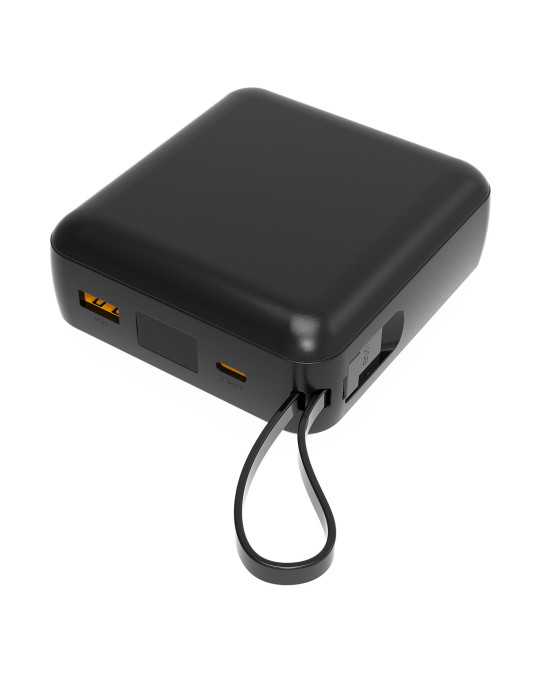 Batterie Heiho noire 10 000 mAh avec câbles intégrés