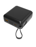 Batterie Heiho noire 10 000 mAh avec câbles intégrés