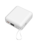 Batterie Heiho blanche 10 000 mAh avec câbles intégrés