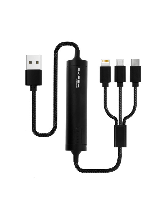 Câble USB 3 en 1 avec batterie de secours 2600 mAh