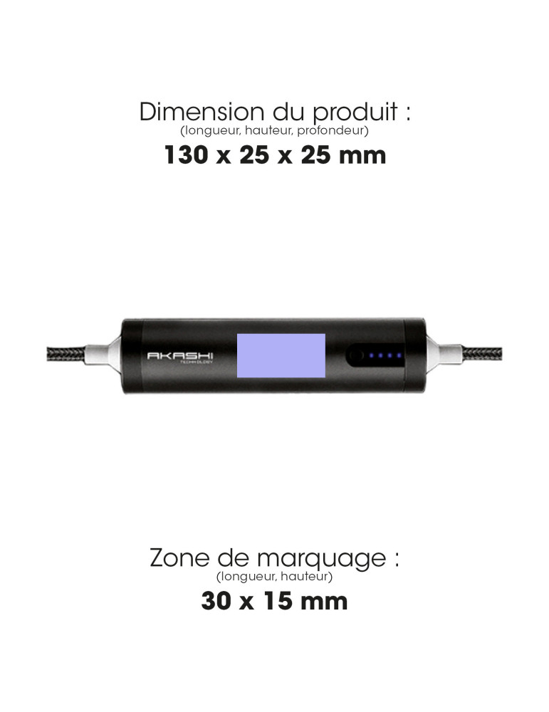 Câble USB 3 en 1 avec batterie de secours 2600 mAh