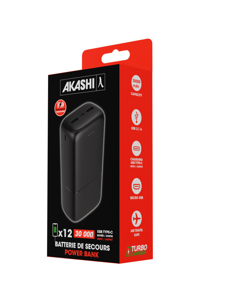 Batterie de secours Neto 30 000 mAh personnalisable – noire
