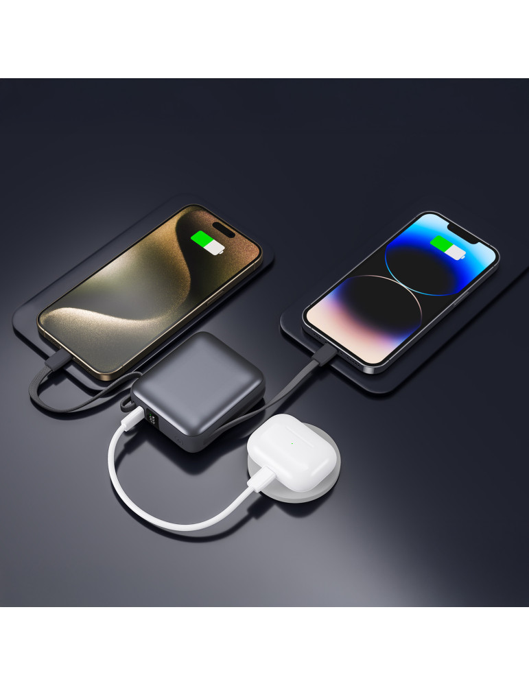 Batterie BUSHI 10 000 mAh avec câbles intégrés