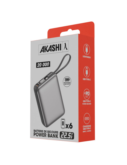 Batterie KURO 20 000 mAh avec câbles USB-C et Lightning