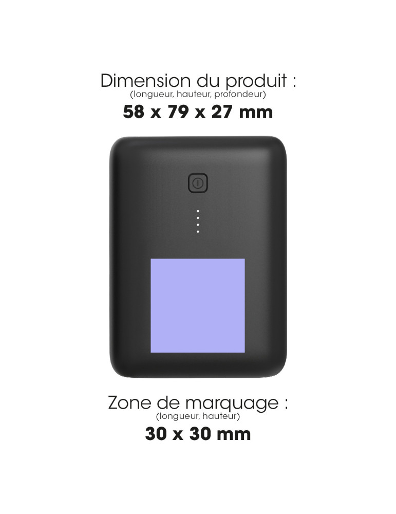 Batterie Raito 10 000 mAh avec logo rétroéclairé – noir