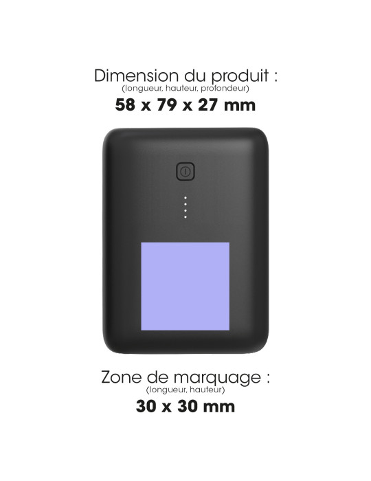 Batterie Raito 10 000 mAh avec logo rétroéclairé – noir