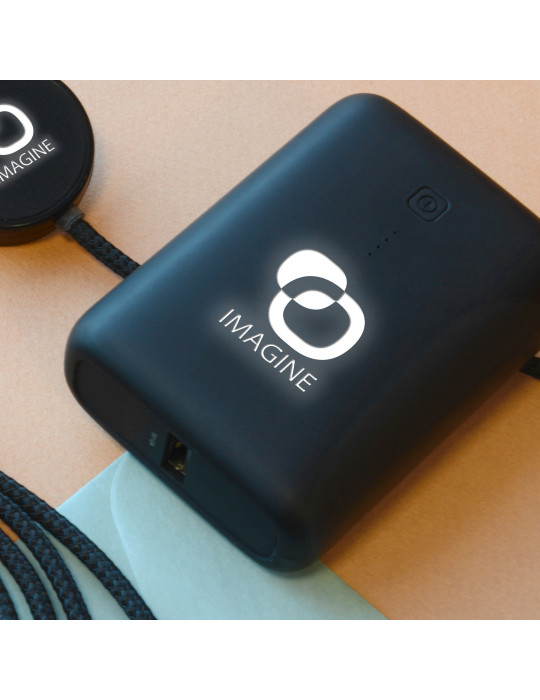 Batterie Raito 10 000 mAh avec logo rétroéclairé – noir