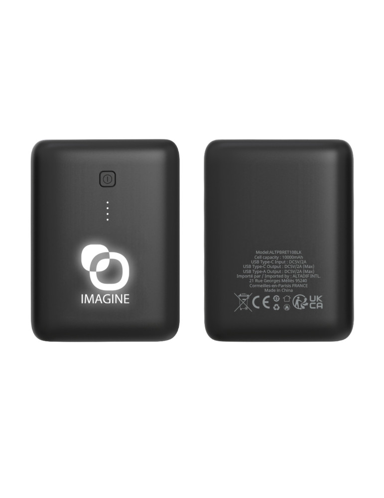 Batterie Raito 10 000 mAh avec logo rétroéclairé – noir
