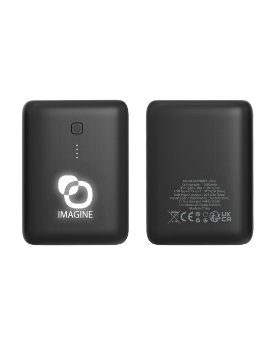 Batterie Raito 10 000 mAh avec logo rétroéclairé – noir