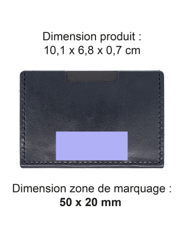 Porte-cartes noir en cuir véritable personnalisé 2