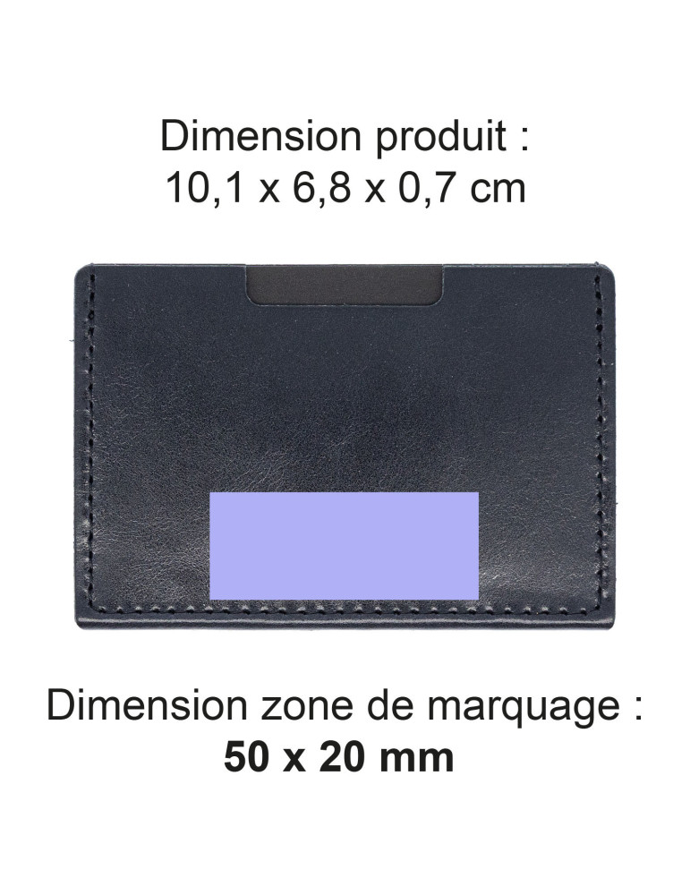 Porte-cartes noir en cuir véritable personnalisé