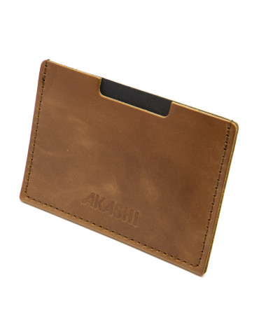 Porte-cartes marron en cuir véritable personnalisé