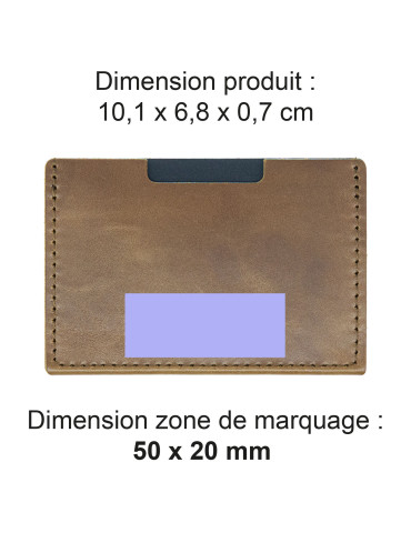 Porte-cartes marron en cuir véritable personnalisé 2