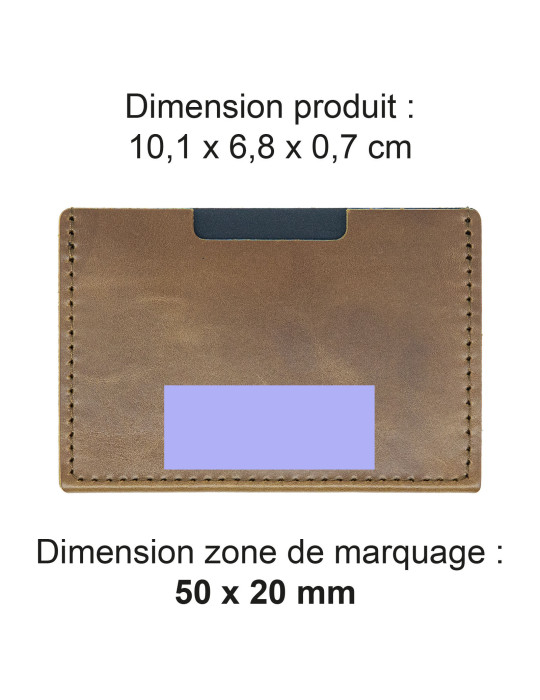 Porte-cartes marron en cuir véritable personnalisé