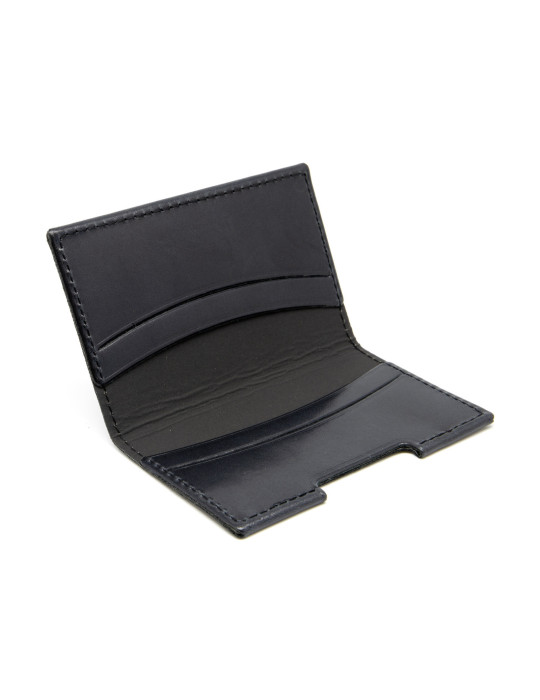 Porte-cartes folio noir en cuir véritable personnalisé