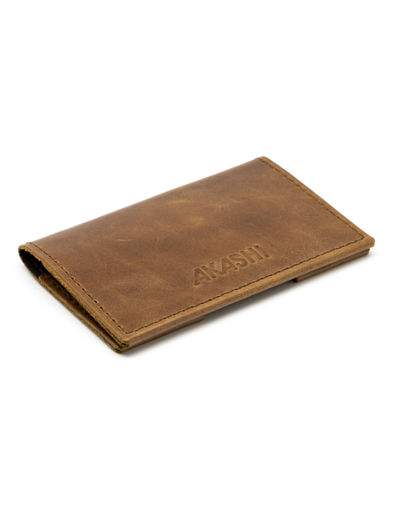 Porte-cartes folio en cuir marron foncé personnalisé