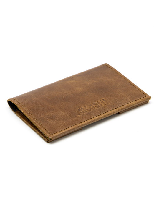 Porte-cartes folio en cuir marron foncé personnalisé