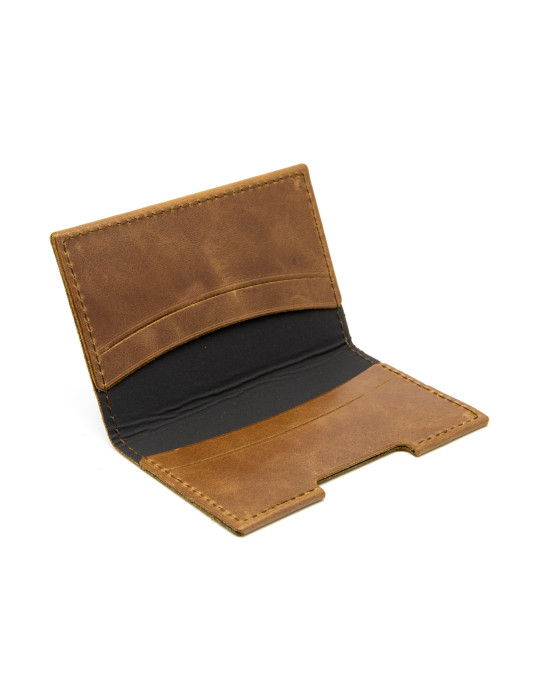 Porte-cartes folio en cuir marron foncé personnalisé