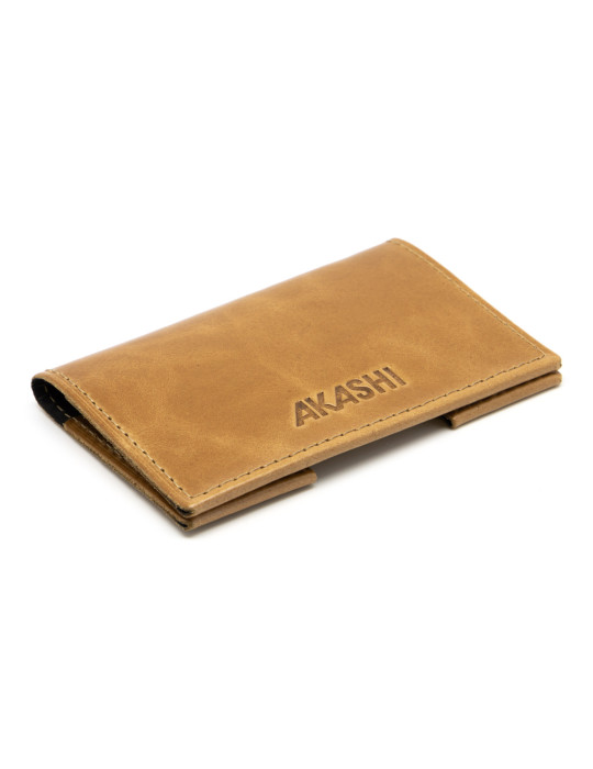 Porte-cartes folio en cuir marron clair personnalisé