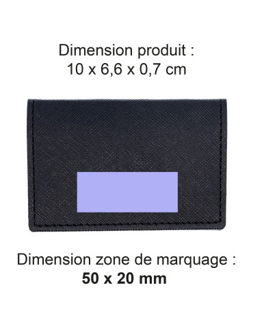 Porte-cartes folio noir grainé en simili-cuir personnalisé 2