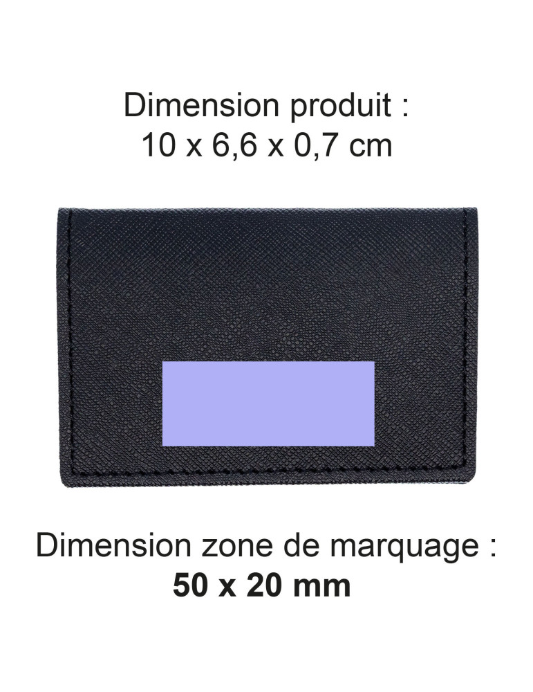 Porte-cartes folio noir grainé en simili-cuir personnalisé