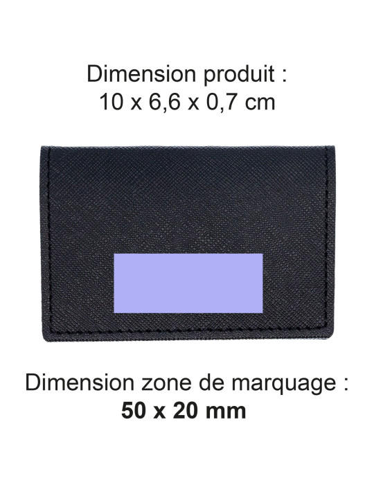 Porte-cartes folio noir grainé en simili-cuir personnalisé