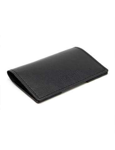 Porte-cartes folio en simili-cuir noir lisse personnalisé