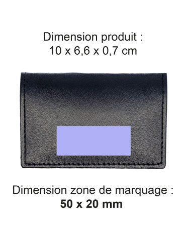 Porte-cartes folio en simili-cuir noir lisse personnalisé 2