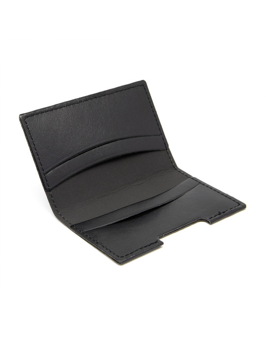 Porte-cartes folio en simili-cuir noir lisse personnalisé