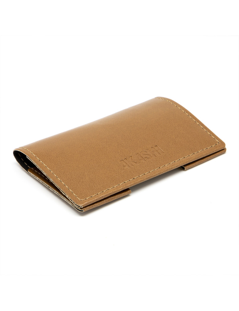 Porte-cartes folio marron en simili-cuir personnalisé