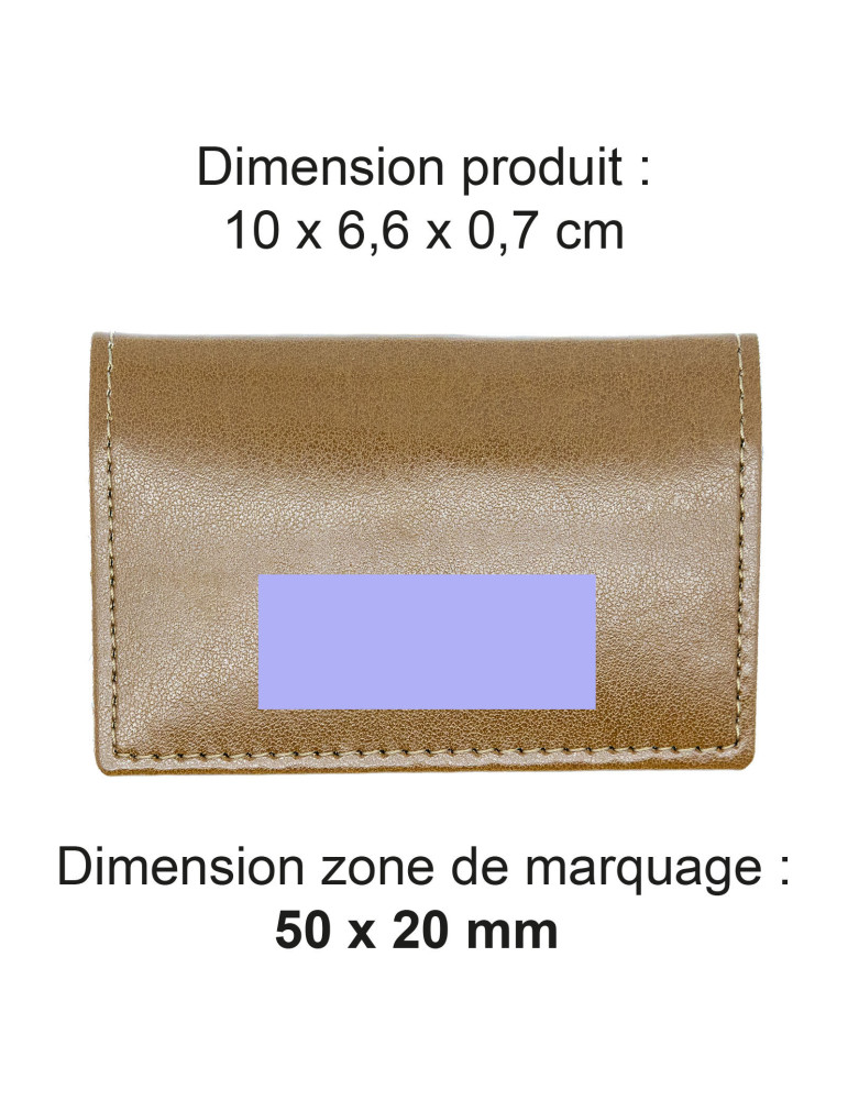 Porte-cartes folio marron en simili-cuir personnalisé