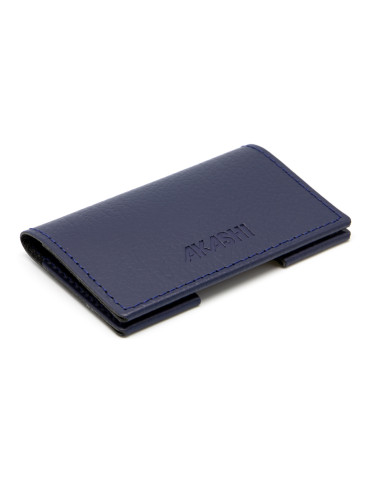 Porte-cartes folio bleu marine en cuir recyclé personnalisé