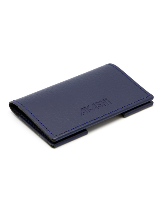 Porte-cartes folio bleu marine en cuir recyclé personnalisé