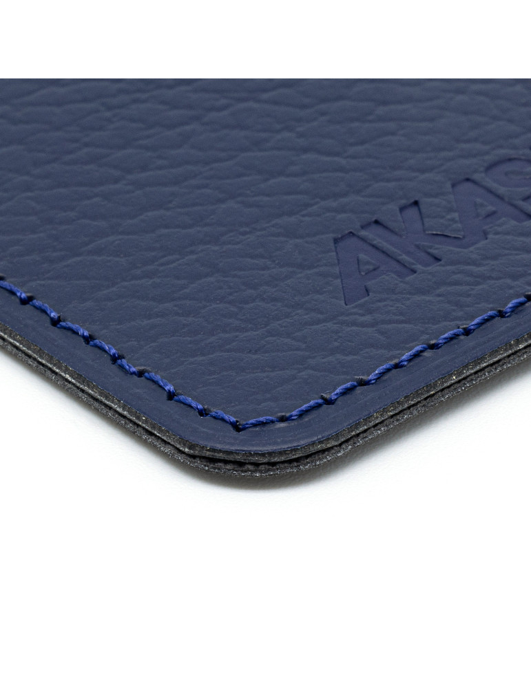Porte-cartes folio bleu marine en cuir recyclé personnalisé