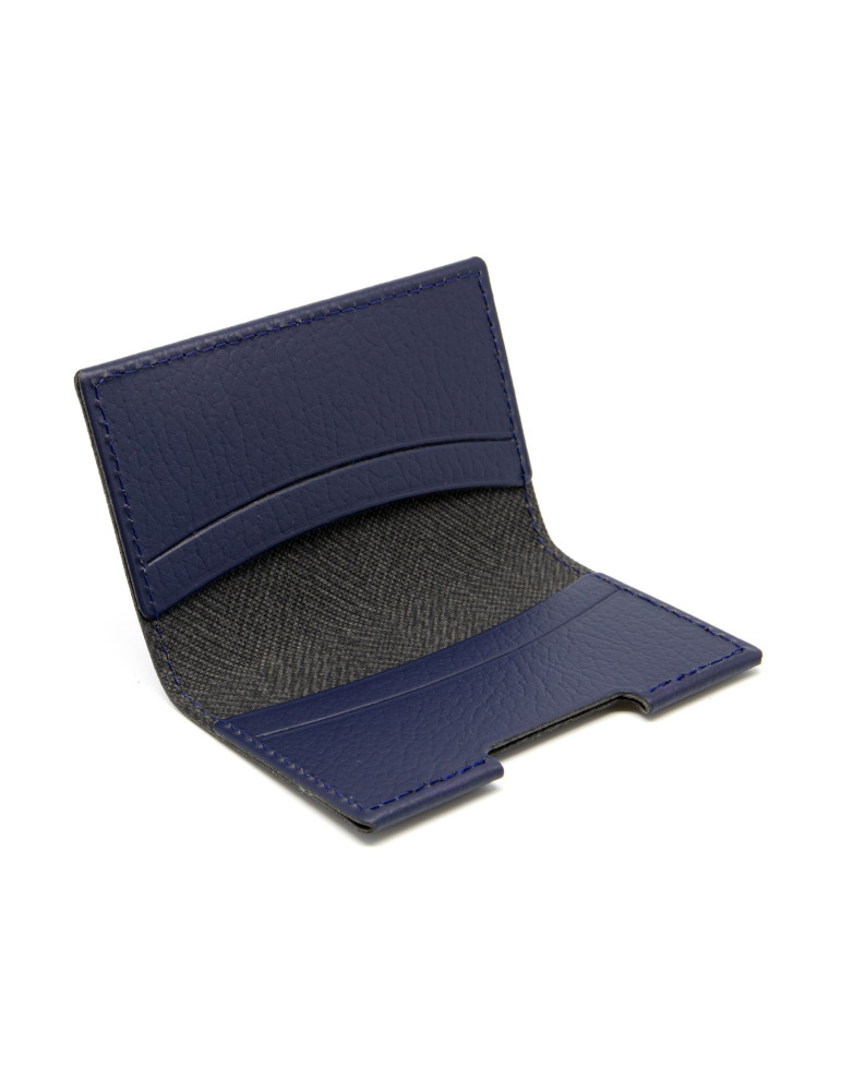 Porte-cartes folio bleu marine en cuir recyclé personnalisé