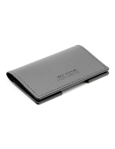 Porte-cartes folio gris en cuir recyclé personnalisable