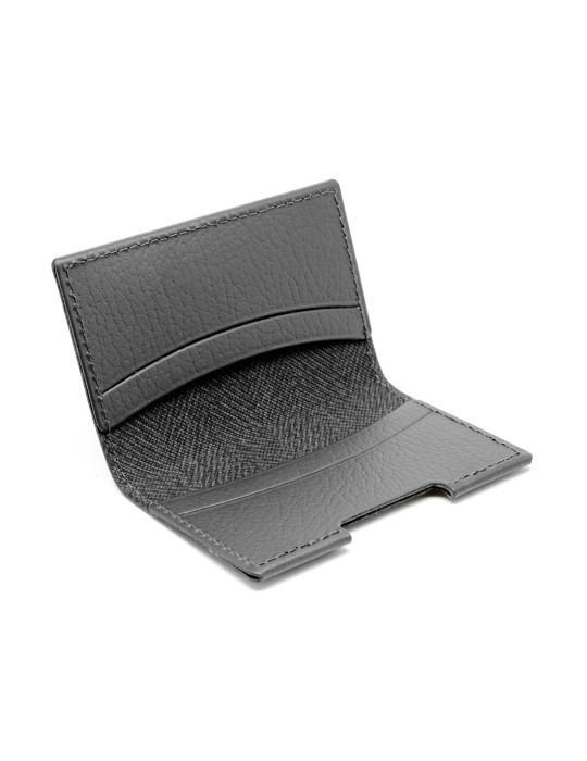 Porte-cartes folio gris en cuir recyclé personnalisable