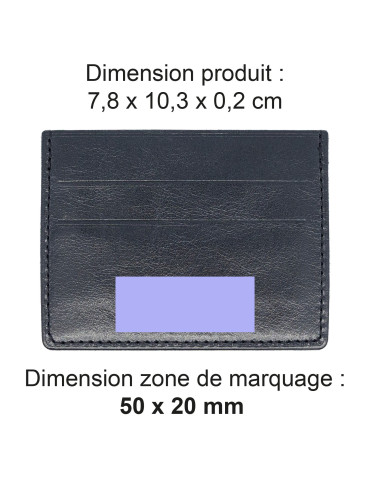Porte-cartes horizontal en cuir noir à personnaliser 2