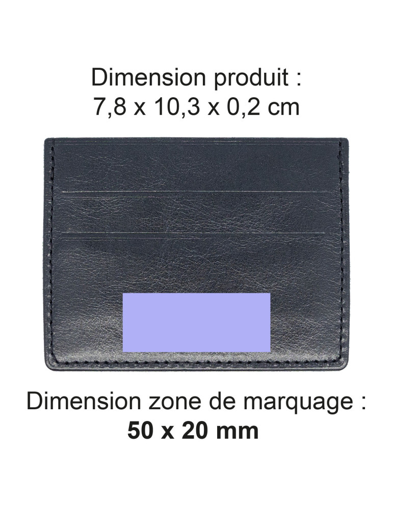 Porte-cartes horizontal en cuir noir à personnaliser