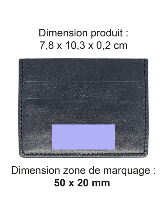 Porte-cartes horizontal en cuir noir à personnaliser
