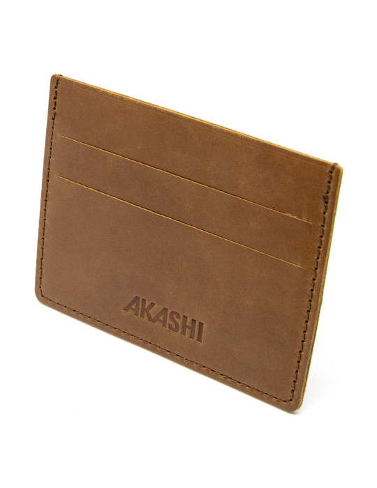 Porte-cartes horizontal en cuir marron foncé