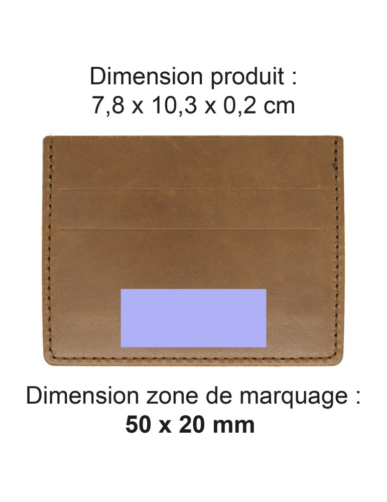 Porte-cartes horizontal en cuir marron foncé