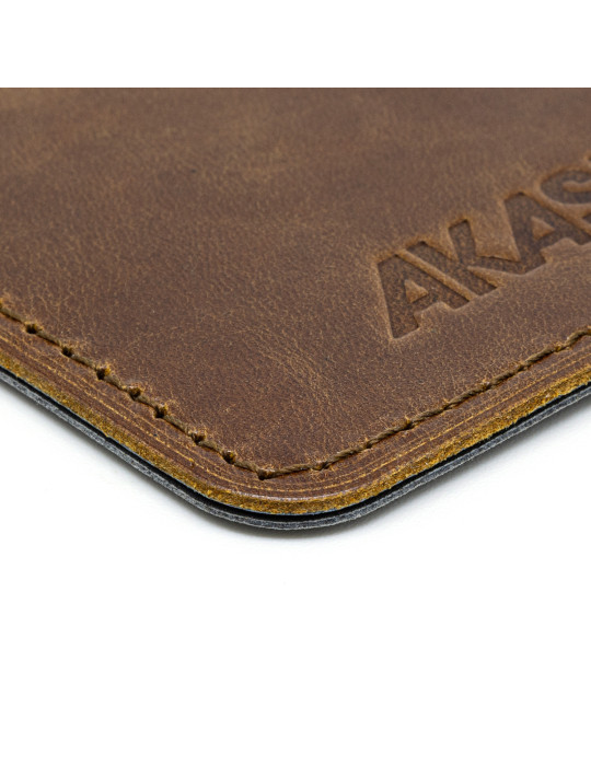 Porte-cartes horizontal en cuir marron foncé
