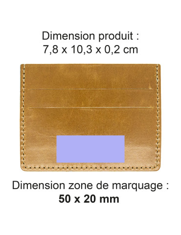 Porte-cartes horizontal en cuir marron clair 2