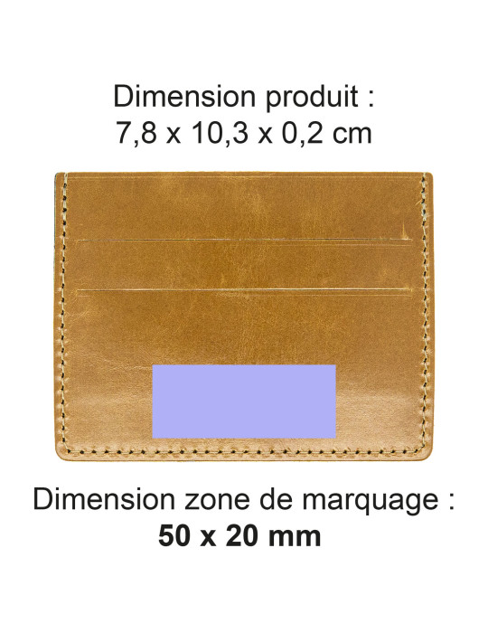 Porte-cartes horizontal en cuir marron clair