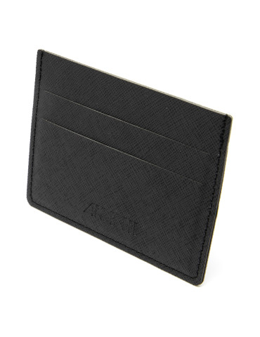 Porte-cartes horizontal noir grainé personnalisable