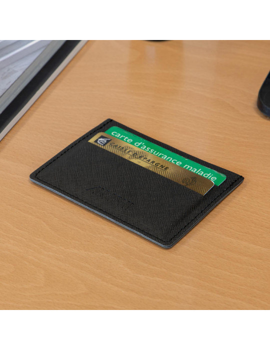 Porte-cartes horizontal noir grainé personnalisable