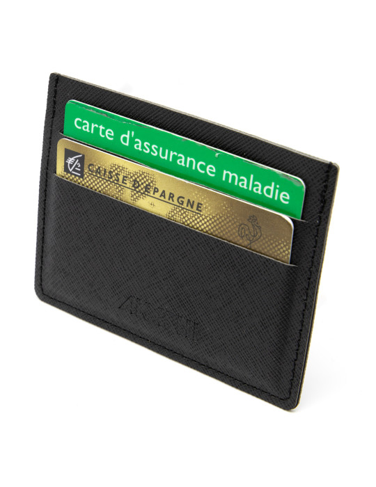 Porte-cartes horizontal noir grainé personnalisable